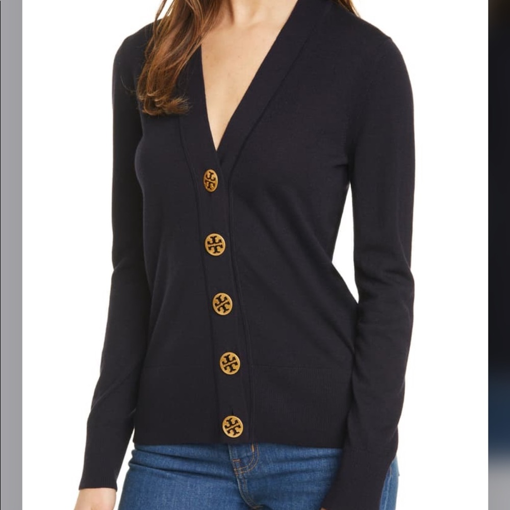 Tory Burch Navy Simone Cardigan Cotton size S